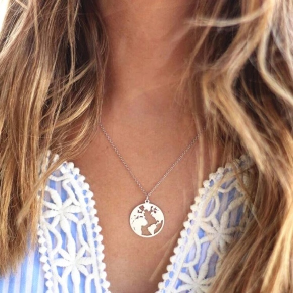 LiveChicStyle Jewelry - Minimalist Traveler Necklace of World Map
